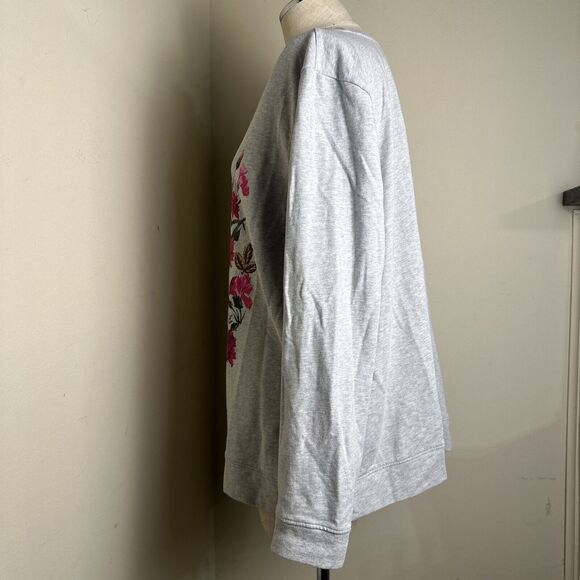 Denim & Co. Cotton Pullover Top with Colorful Rhinestone Embellishing Floral XL - Picture 7 of 8